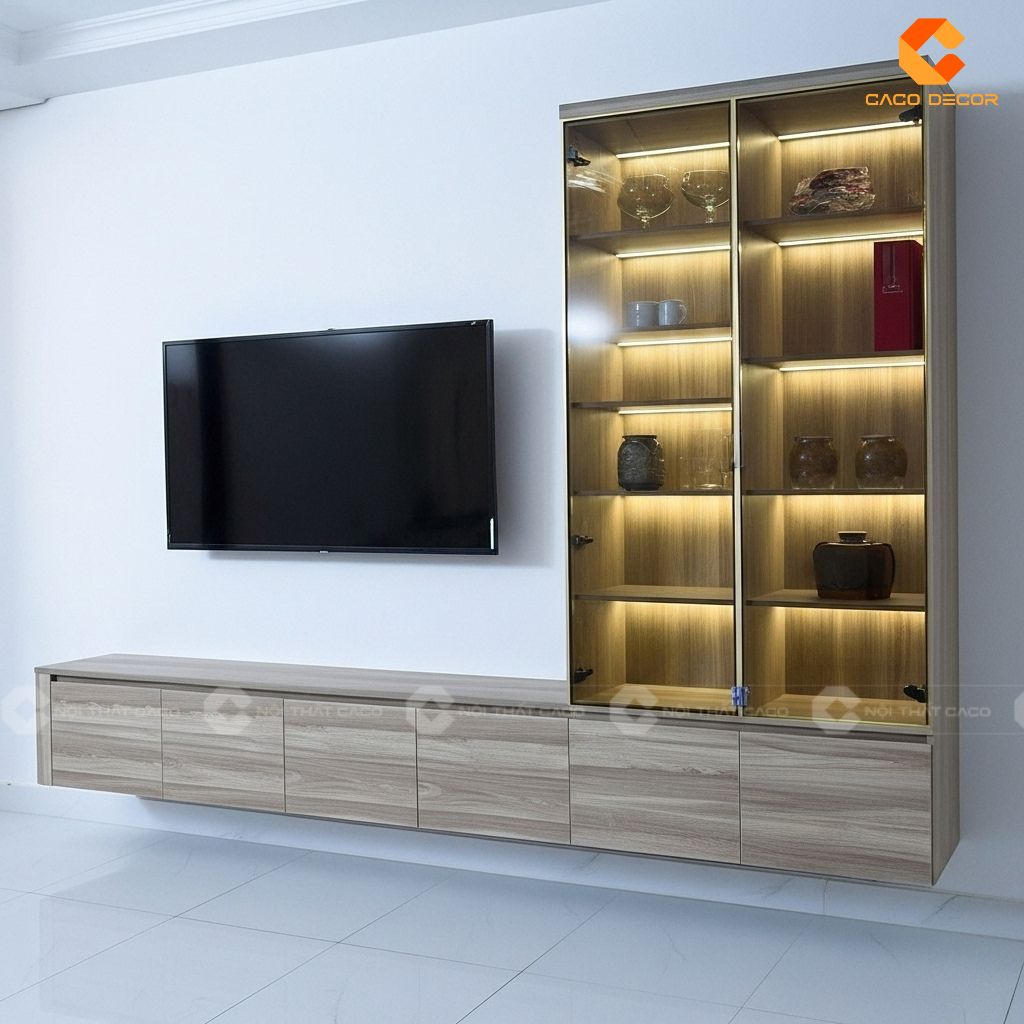 Hoàn thiện tủ kệ tivi cho khách hàng tại Bình Thạnh
