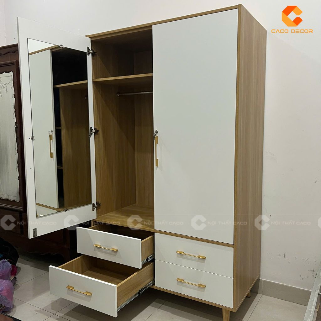 Tủ quần áo với tay nắm sơn vàng tĩnh điện cao cấp
