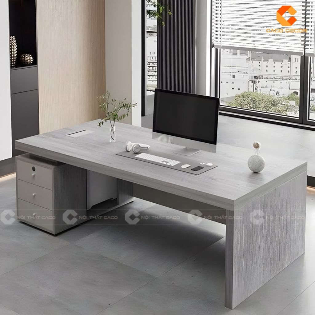 Bàn làm việc giám đốc BGD038 với tone màu xám cao cấp