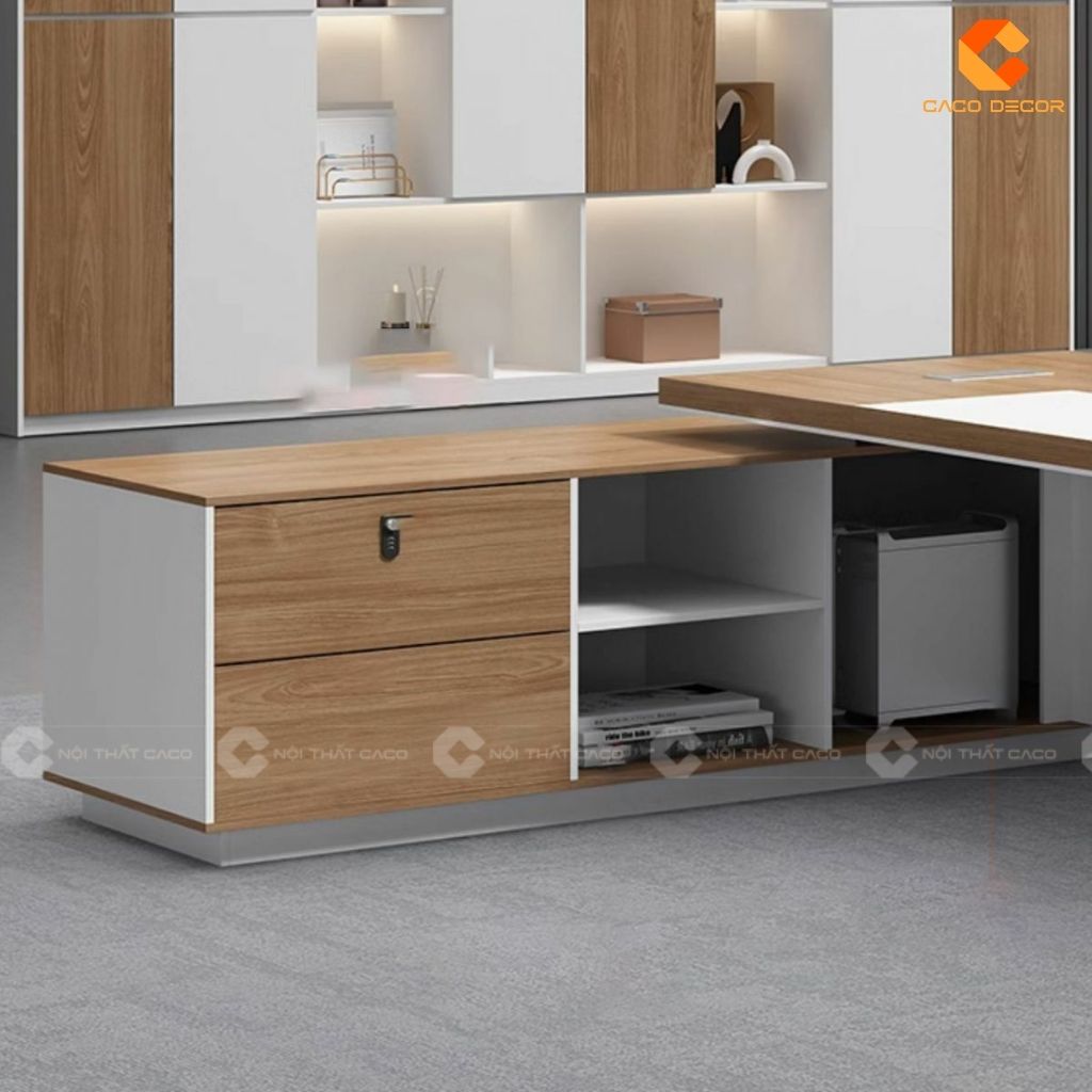 Bàn làm việc giám đốc BGD041 hệ tủ phụ với ngăn kéo khóa an toàn