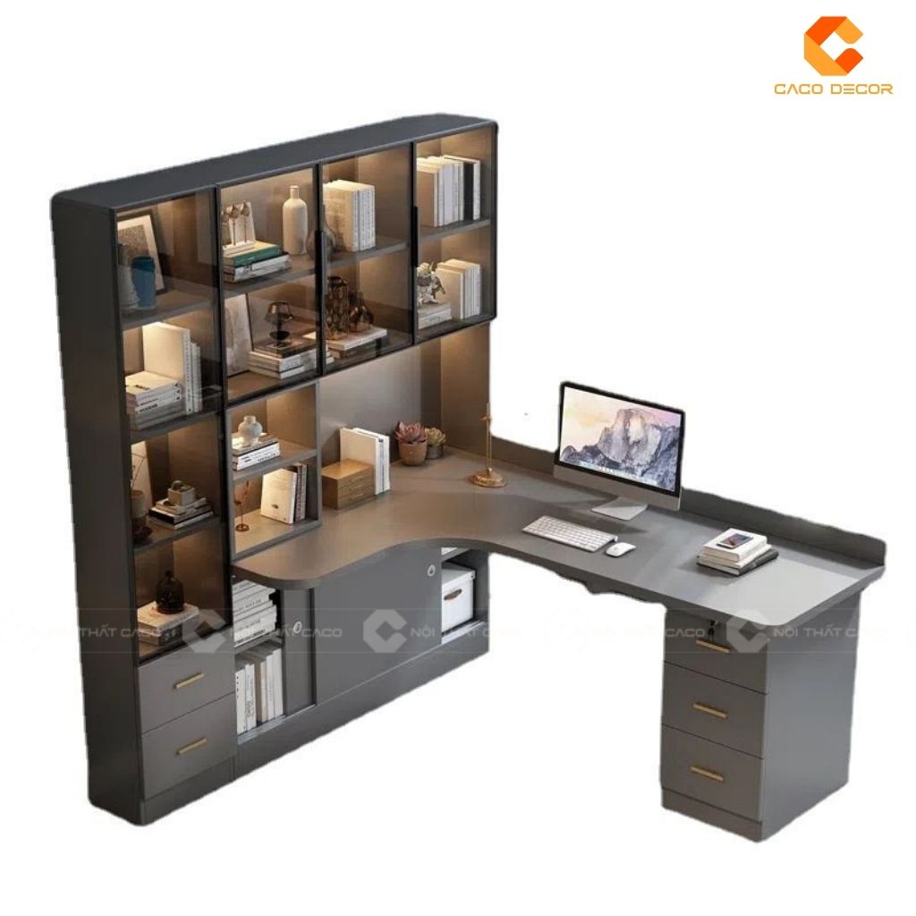 Bàn làm việc giám đốc BGD043 thiết kế liền tủ