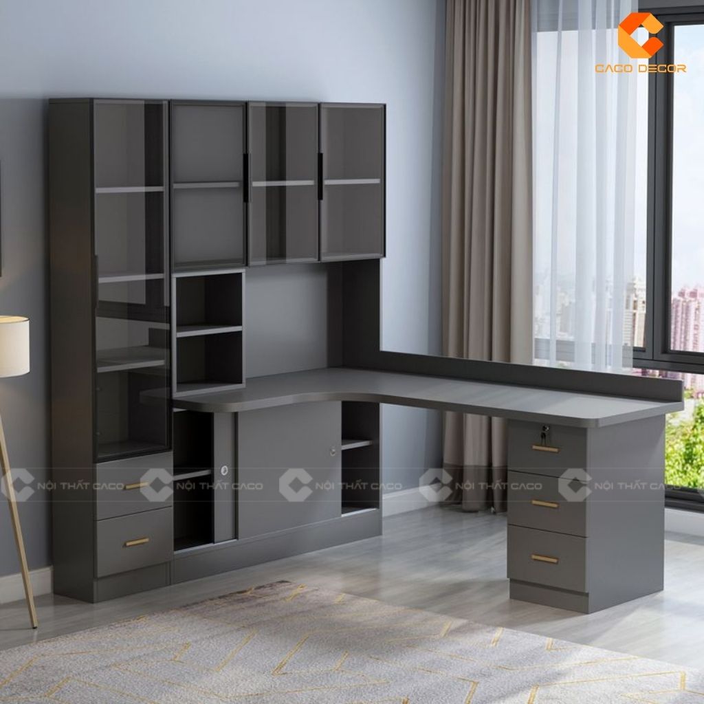 Bàn làm việc giám đốc BGD043 với màu ghi hiện đại