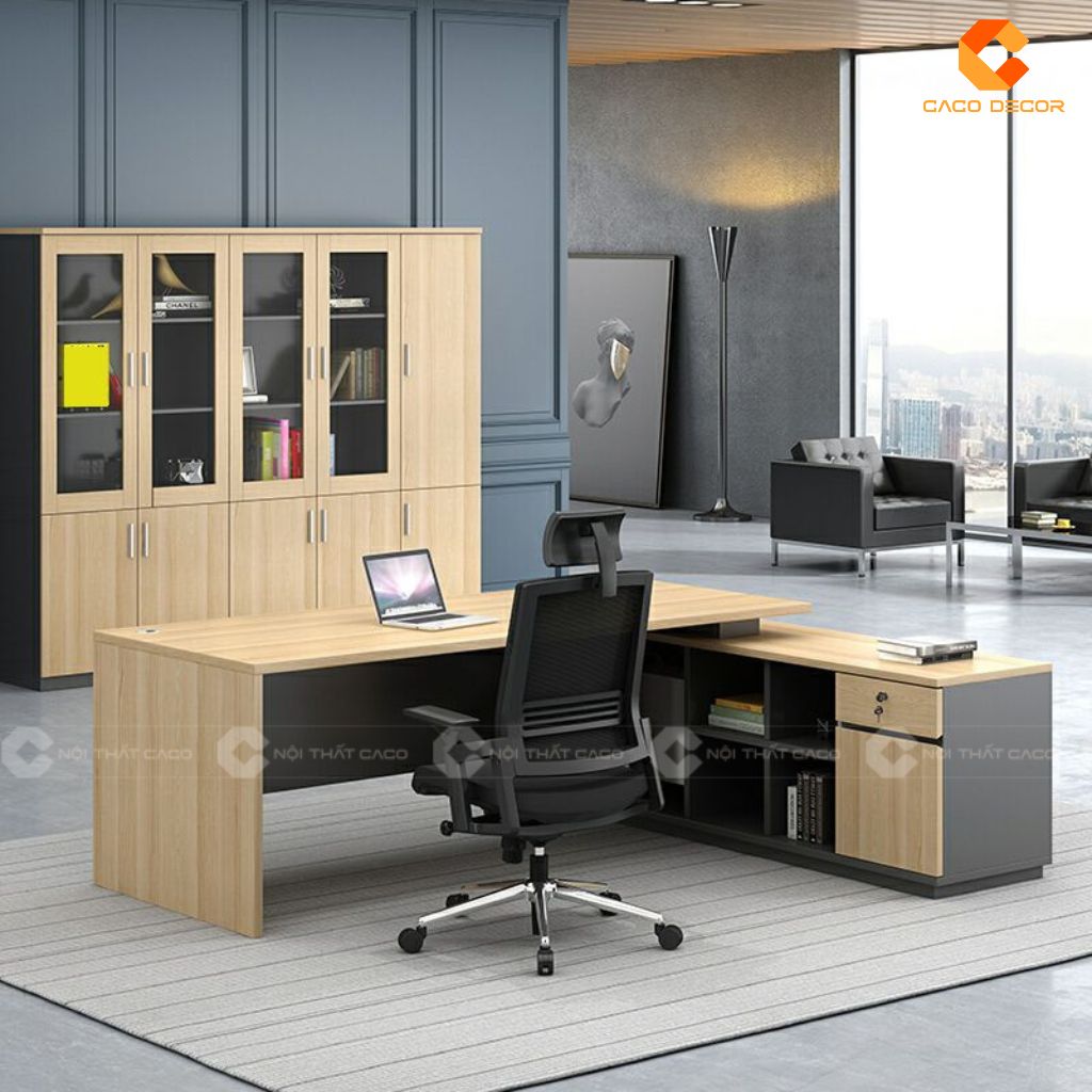 Bàn làm việc giám đốc BGD046 thiết kế chữ L tối ưu