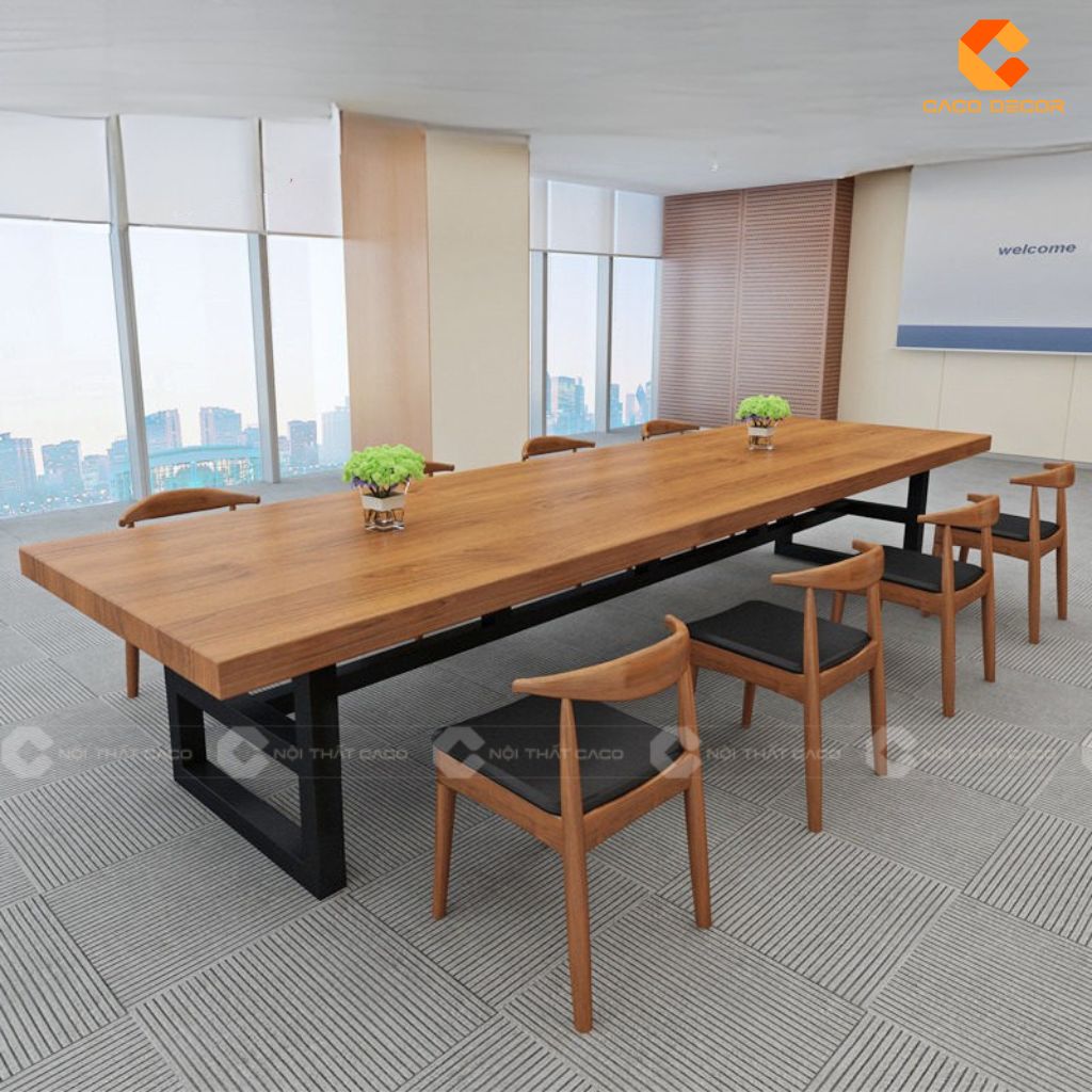 Bàn phòng họp gỗ tự nhiên BHTN011 chắc chắn