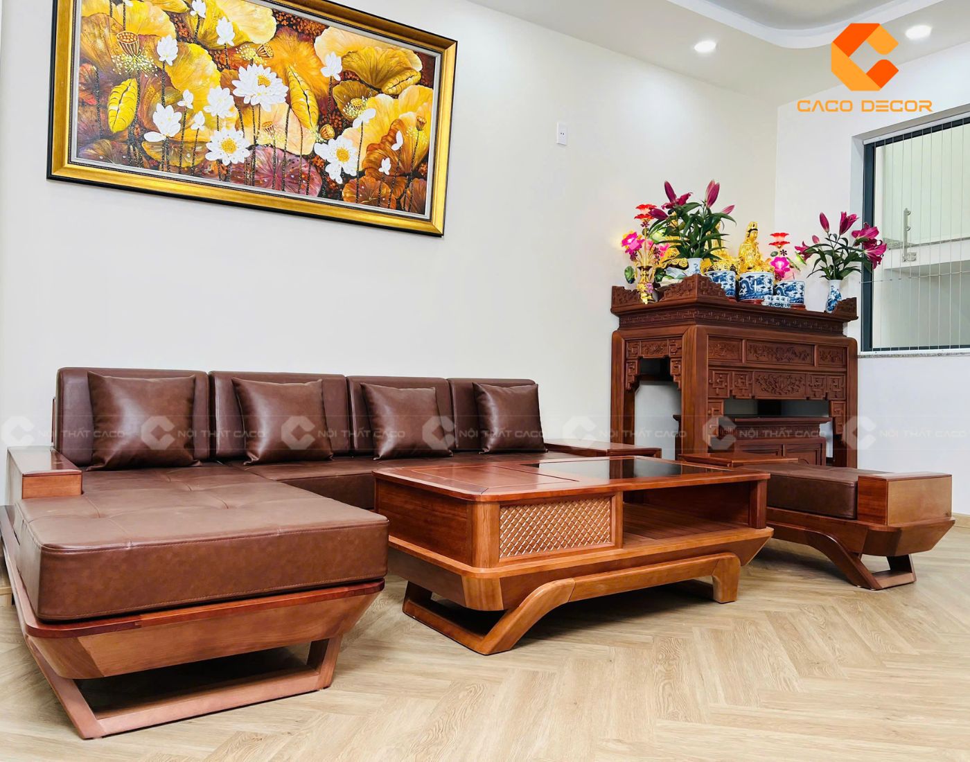 Bàn trà văn phòng phù hợp với kích thước bộ ghế sofa