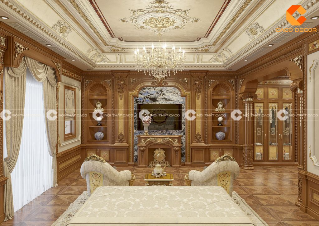 Combo nội thất biệt thự cho phòng ngủ mạ vàng tỉ mỉ