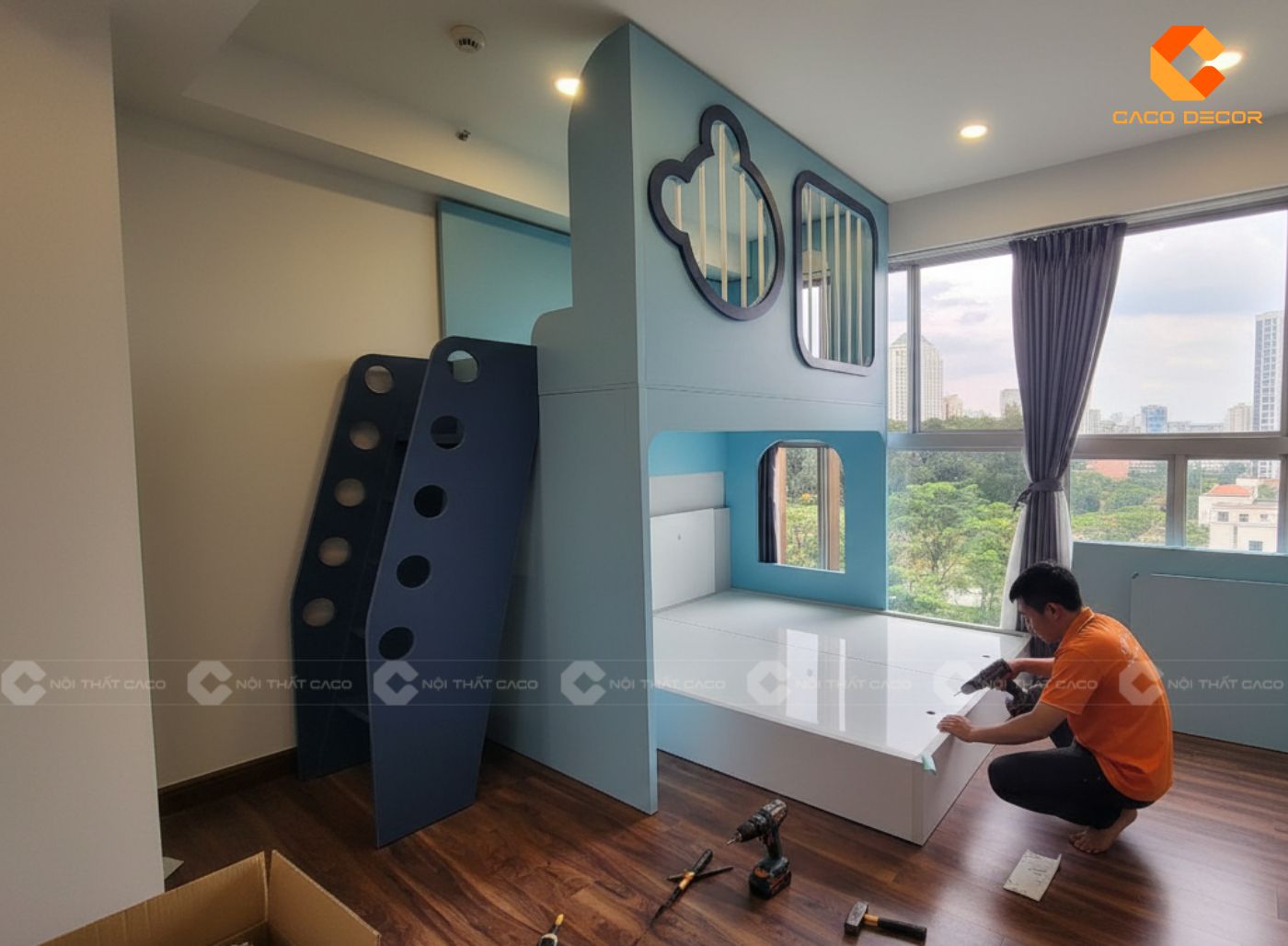 Thi công nội thất phòng trẻ em màu sắc hài hòa dễ ngủ  8