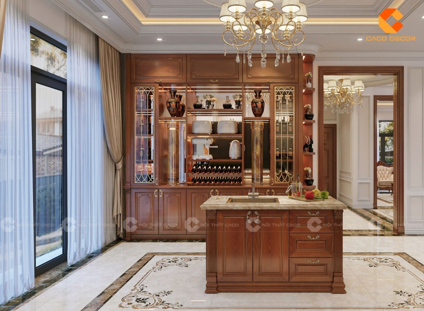 Thiết kế quầy bar ngay trong không gian biệt thự