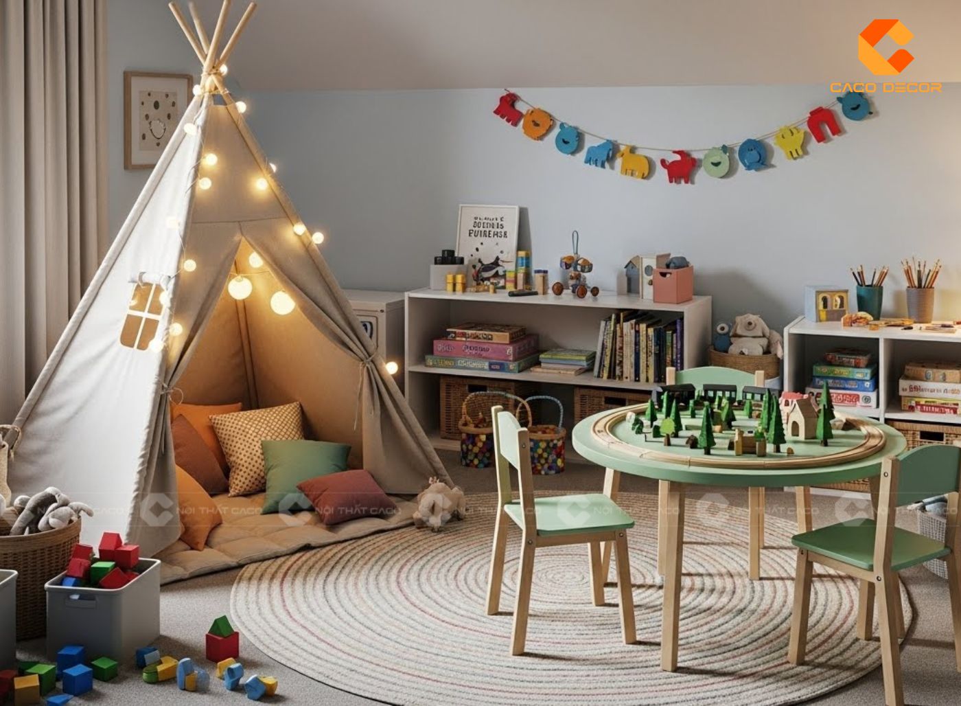 Không gian vui chơi cho bé trong phòng ngủ 