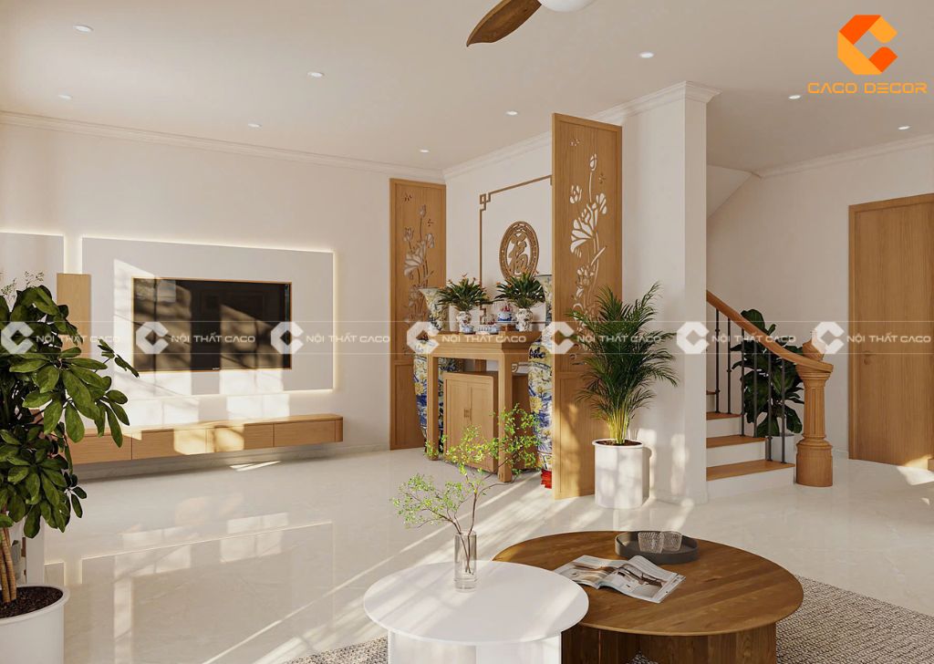 Combo nội thất nhà phố với tone màu sáng khiến không gian trở nên rộng rãi