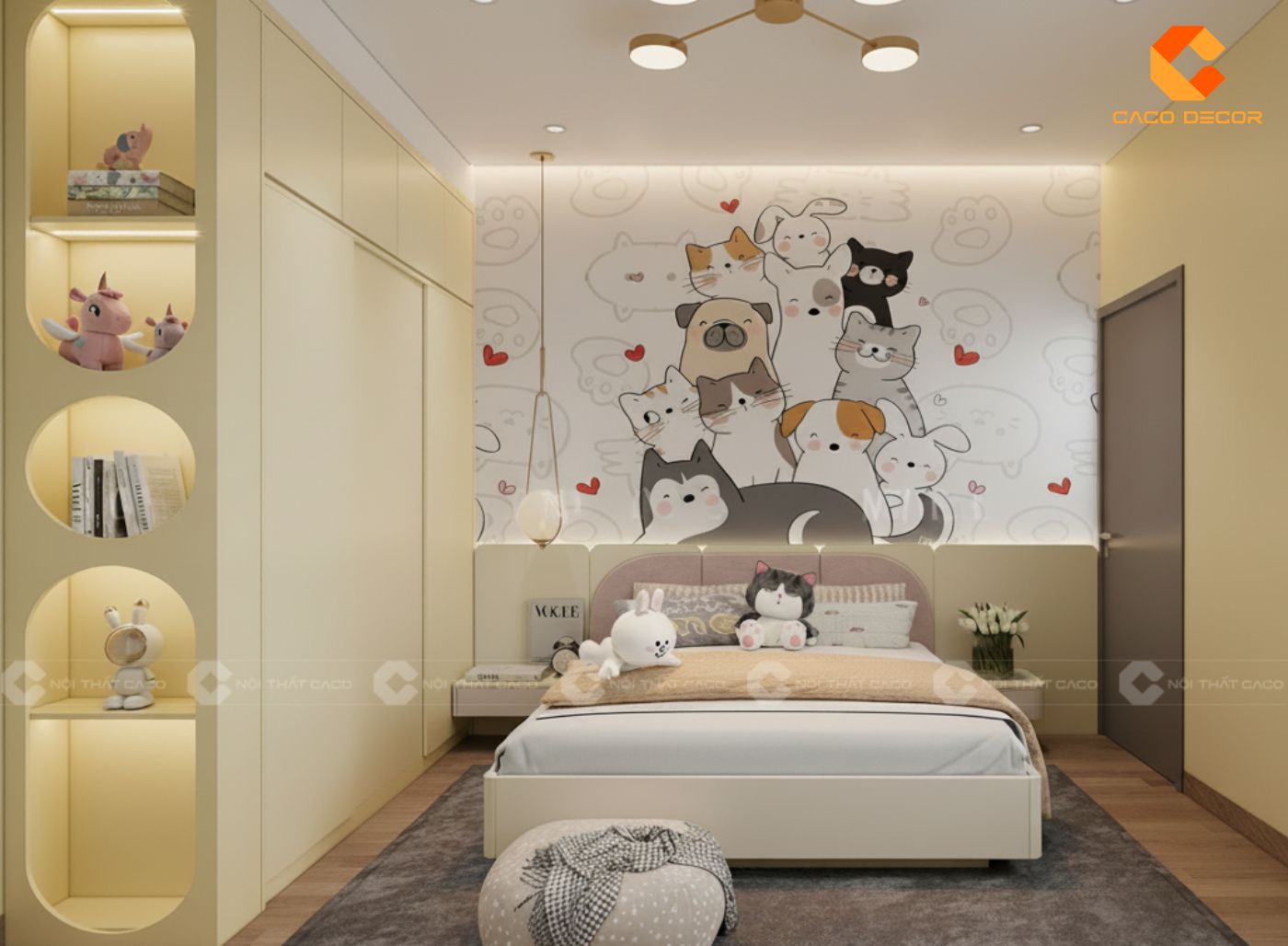 Không gian nội thất trẻ em màu vàng