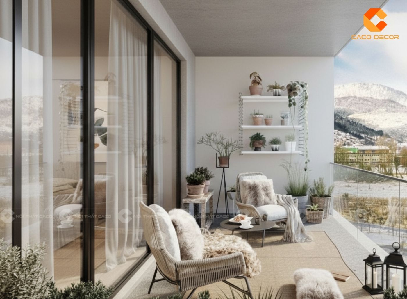 Thiết kế nội thất ban công biệt thự