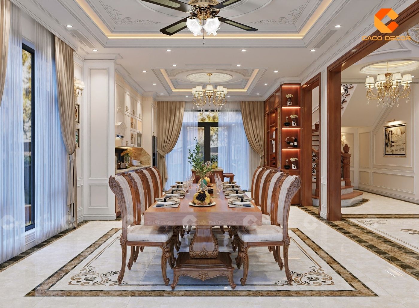 Thiết kế nội thất biệt thự với phòng ăn sang trọng