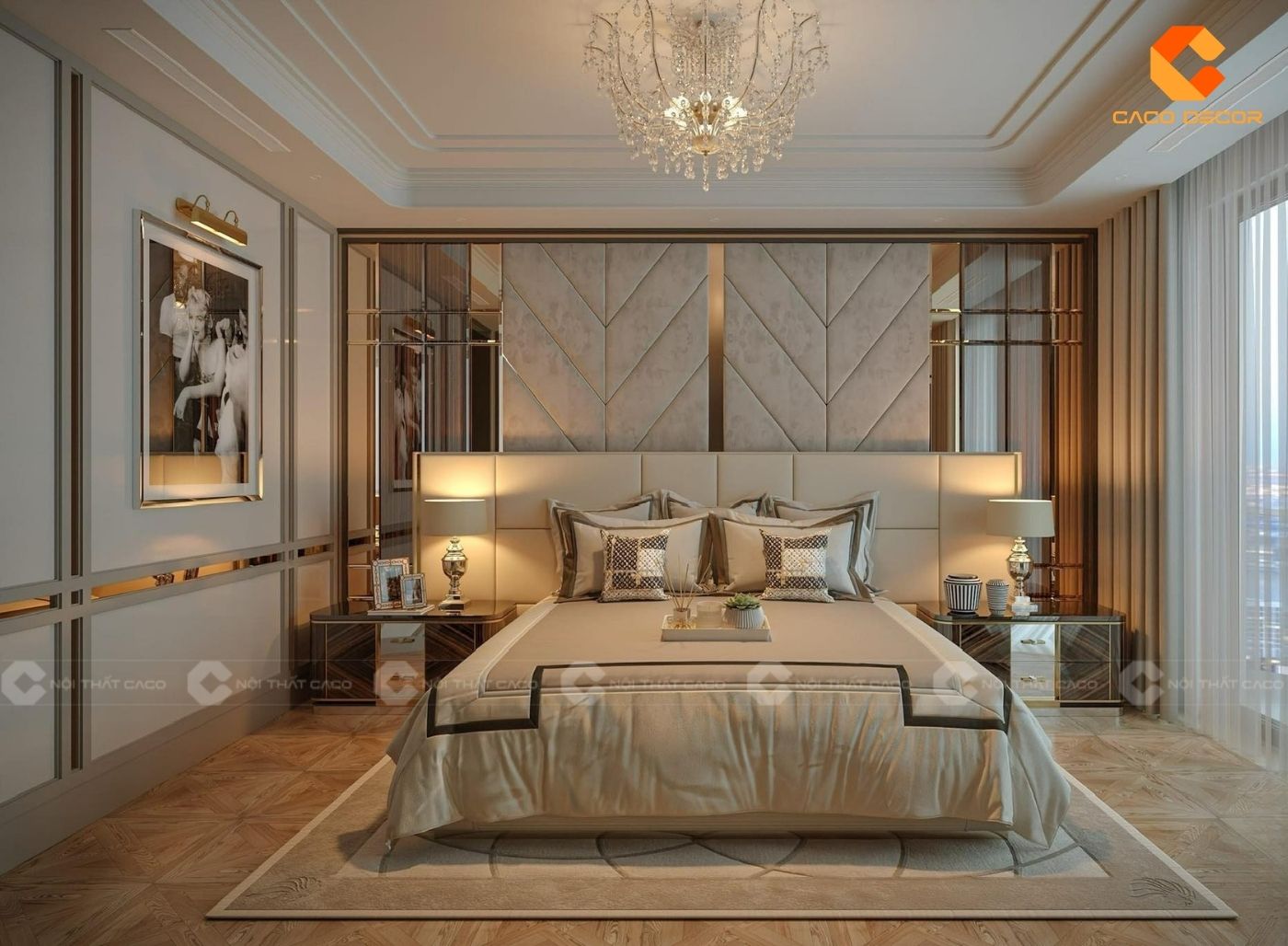 Mẫu thiết kế phòng ngủ cho nội thất biệt thự