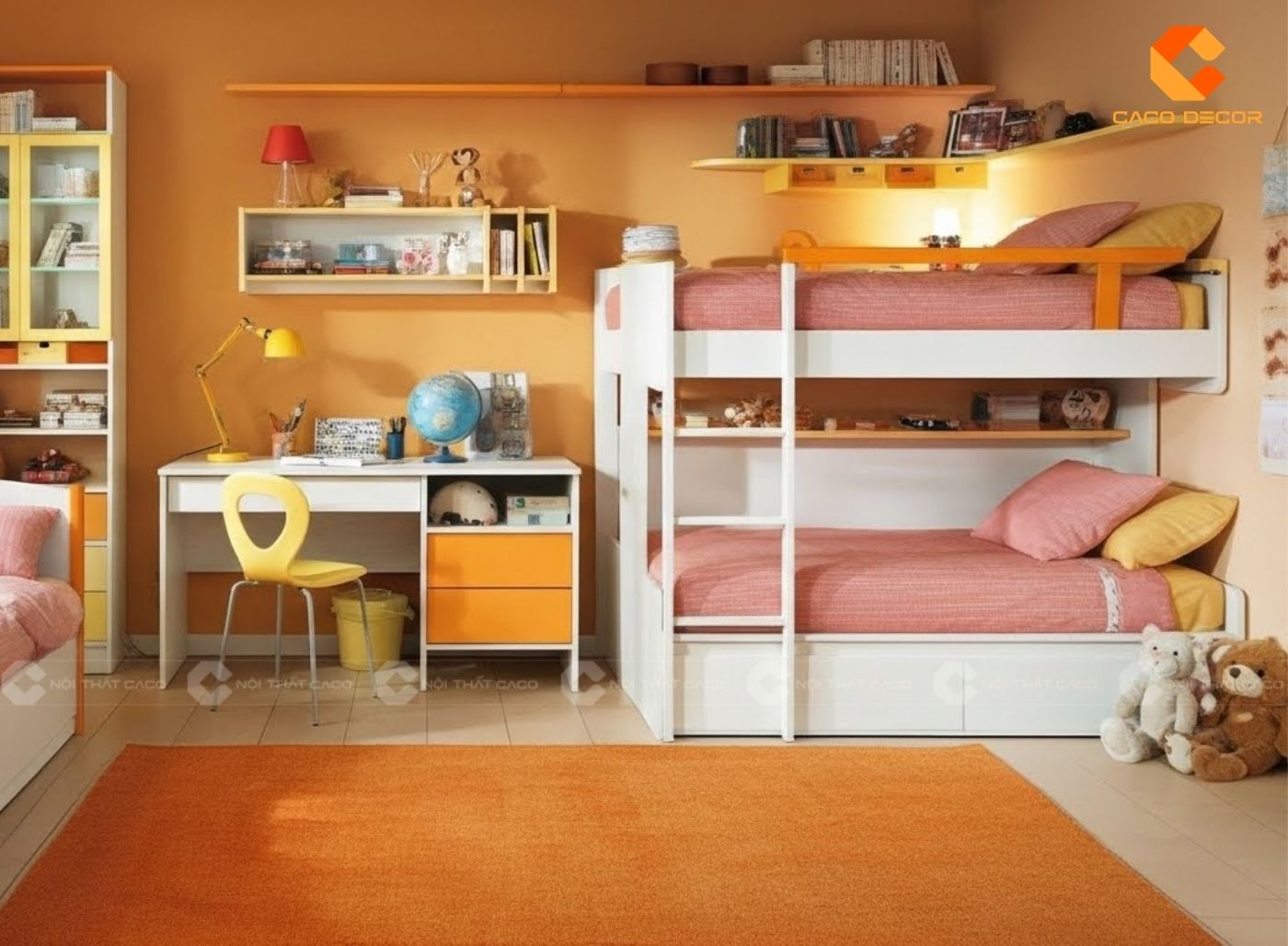 Thiết kế nội thất trẻ em không gian màu cam