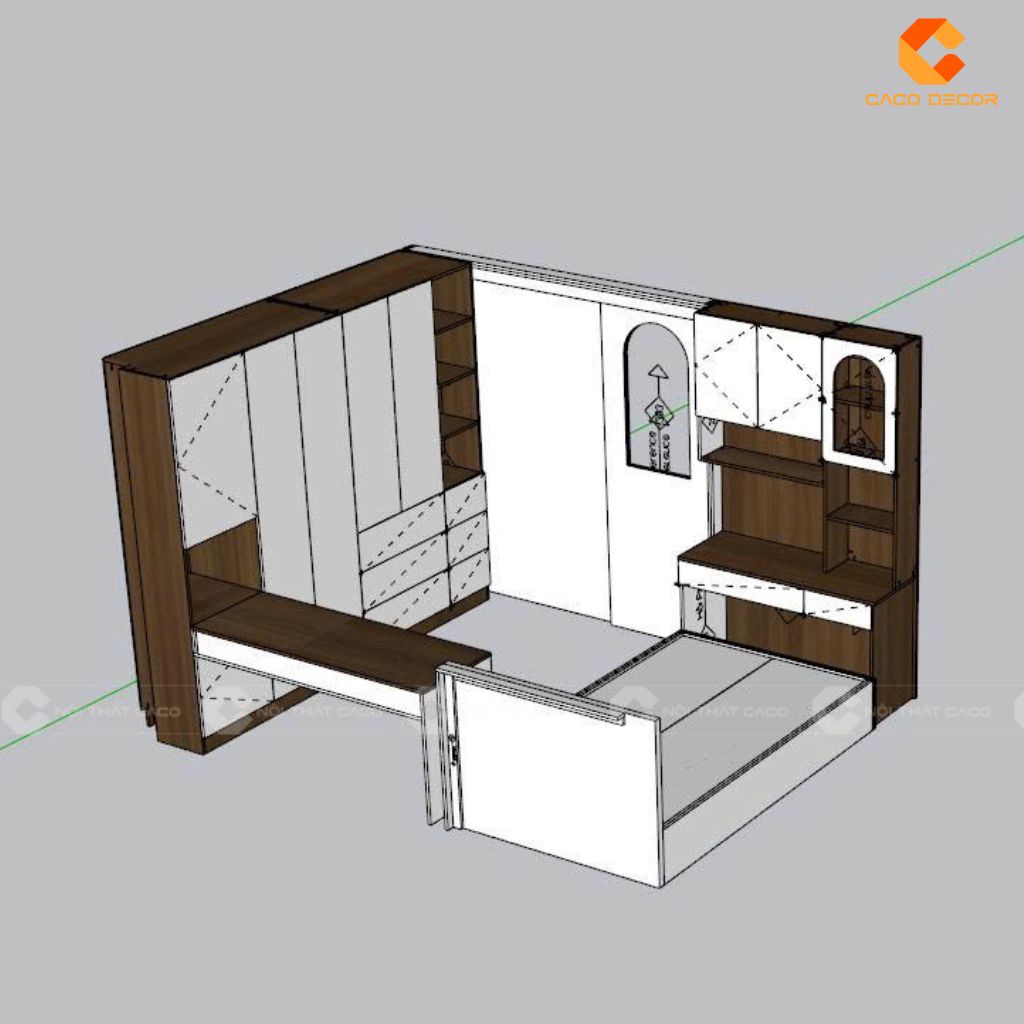 Ảnh thiết kế không gian 3D bàn giao toàn bộ combo phòng bàn giao cho chị Uyên 