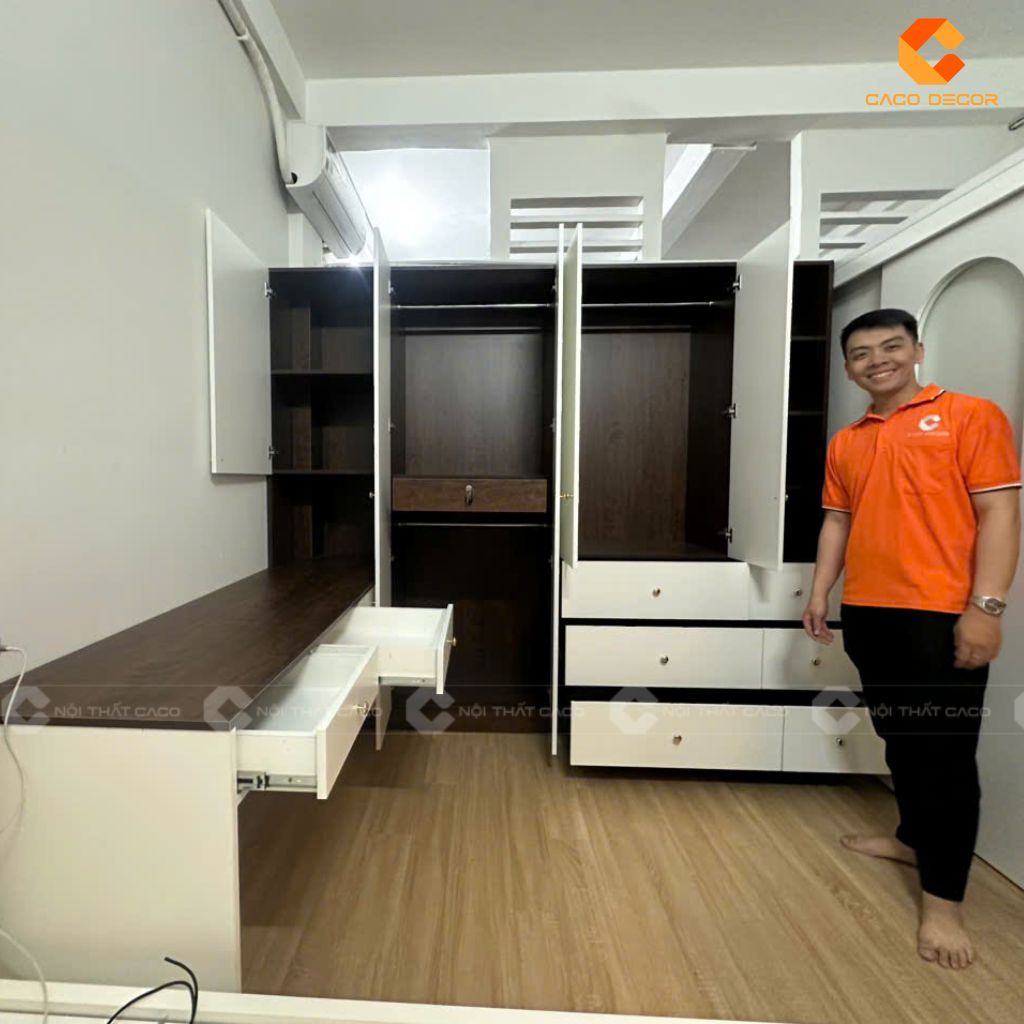 Tủ quần áo gỗ công nghiệp thiết kế đa năng