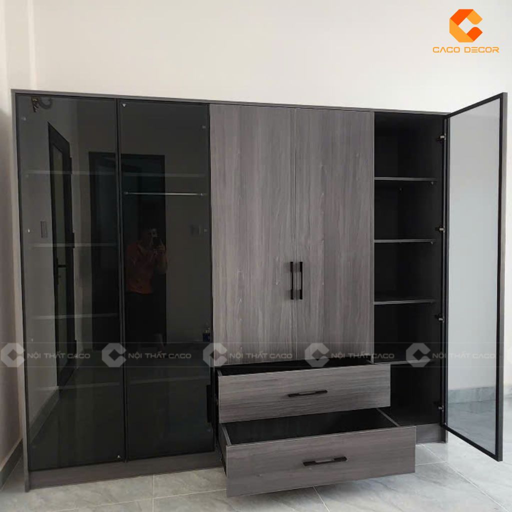 Tủ quần áo và giường làm bằng chất liệu gỗ MDF cao cấp 