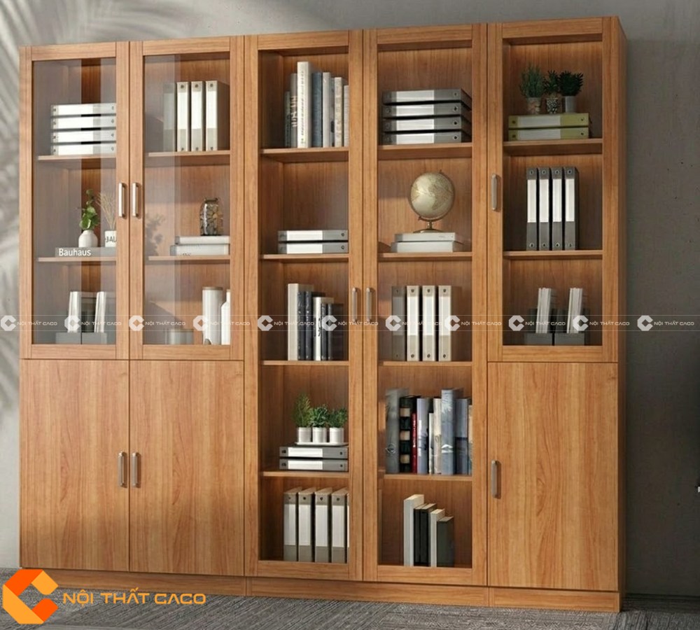 Tủ Hồ Sơ Gỗ Công Nghiệp THS024 Cửa Kính Cao Cấp | Nội Thất CaCo 3