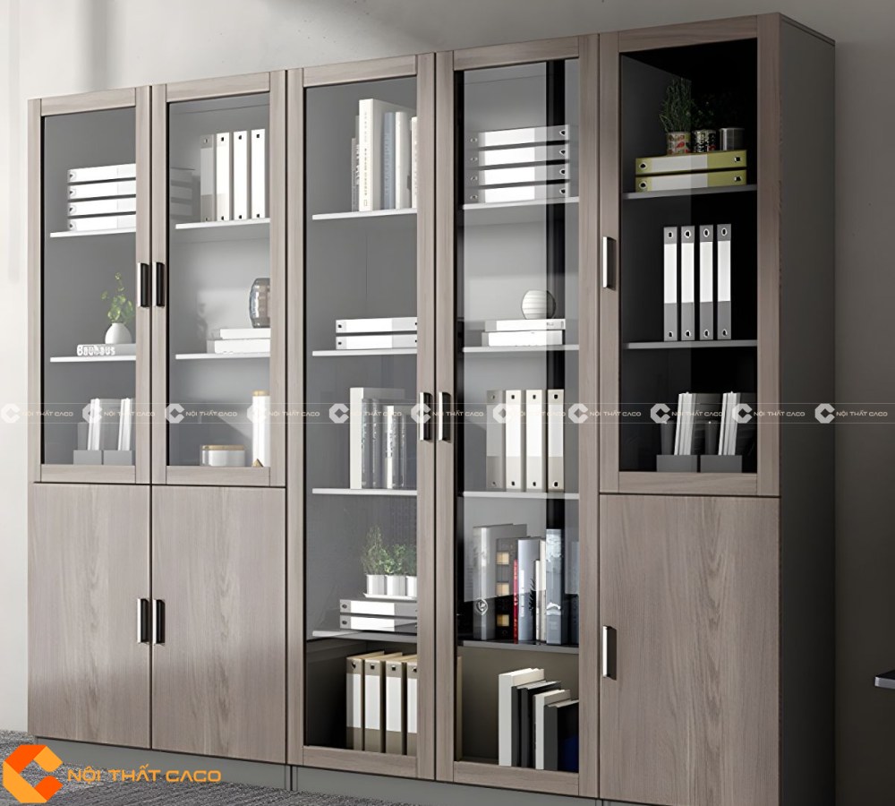 Tủ Hồ Sơ Gỗ Công Nghiệp THS024 Cửa Kính Cao Cấp | Nội Thất CaCo 5