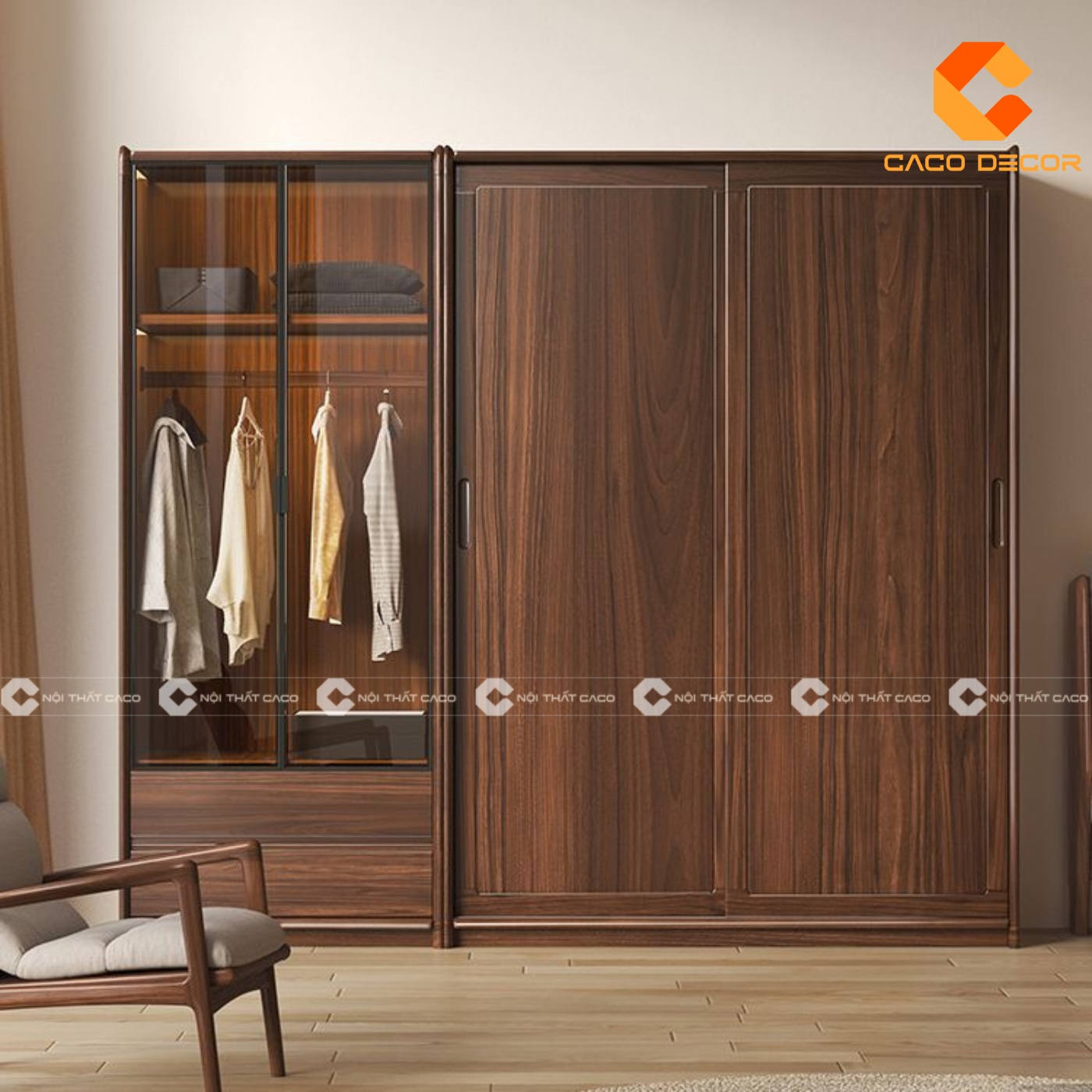 Concept các mẫu tủ quần áo gỗ tự nhiên tại cửa hàng CaCo 2