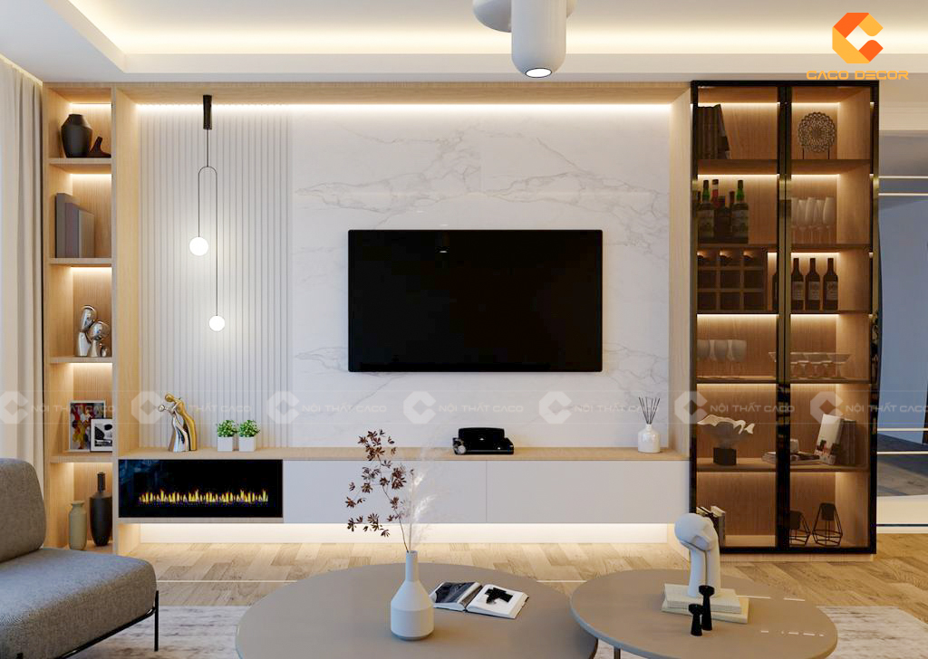 Kệ Tivi Vách Ngăn Phòng Khách Sang Trọng, Đẳng Cấp 5