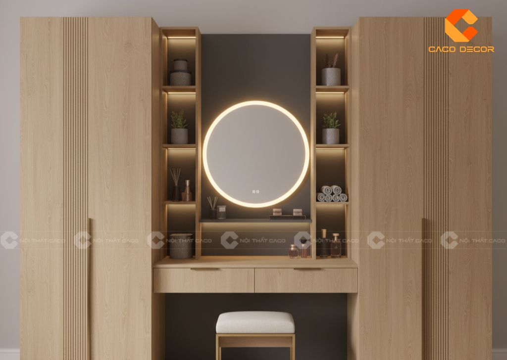 Mẫu tủ quần áo kết hợp bàn trang điểm