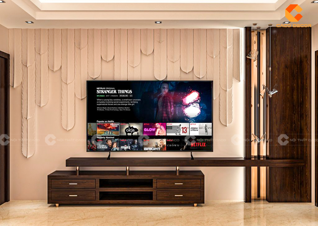 Mẫu kệ tivi để sàn gỗ sồi