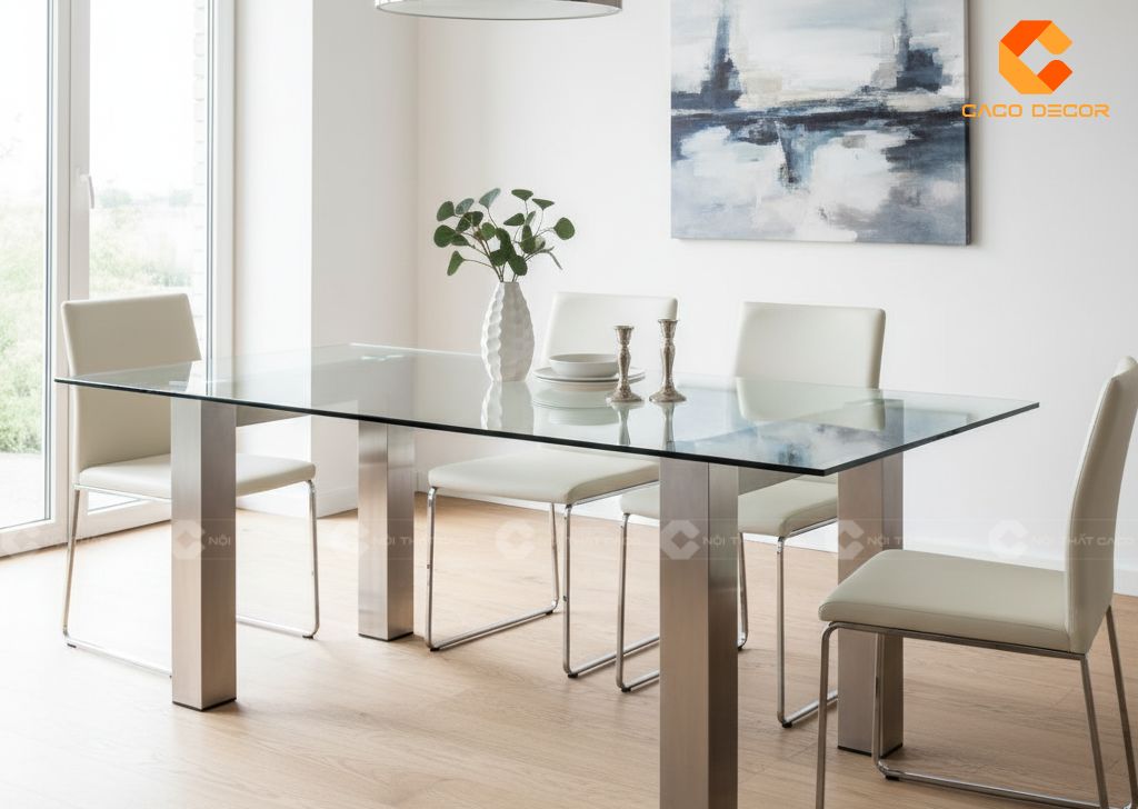Mẫu bàn ăn bằng mặt kính