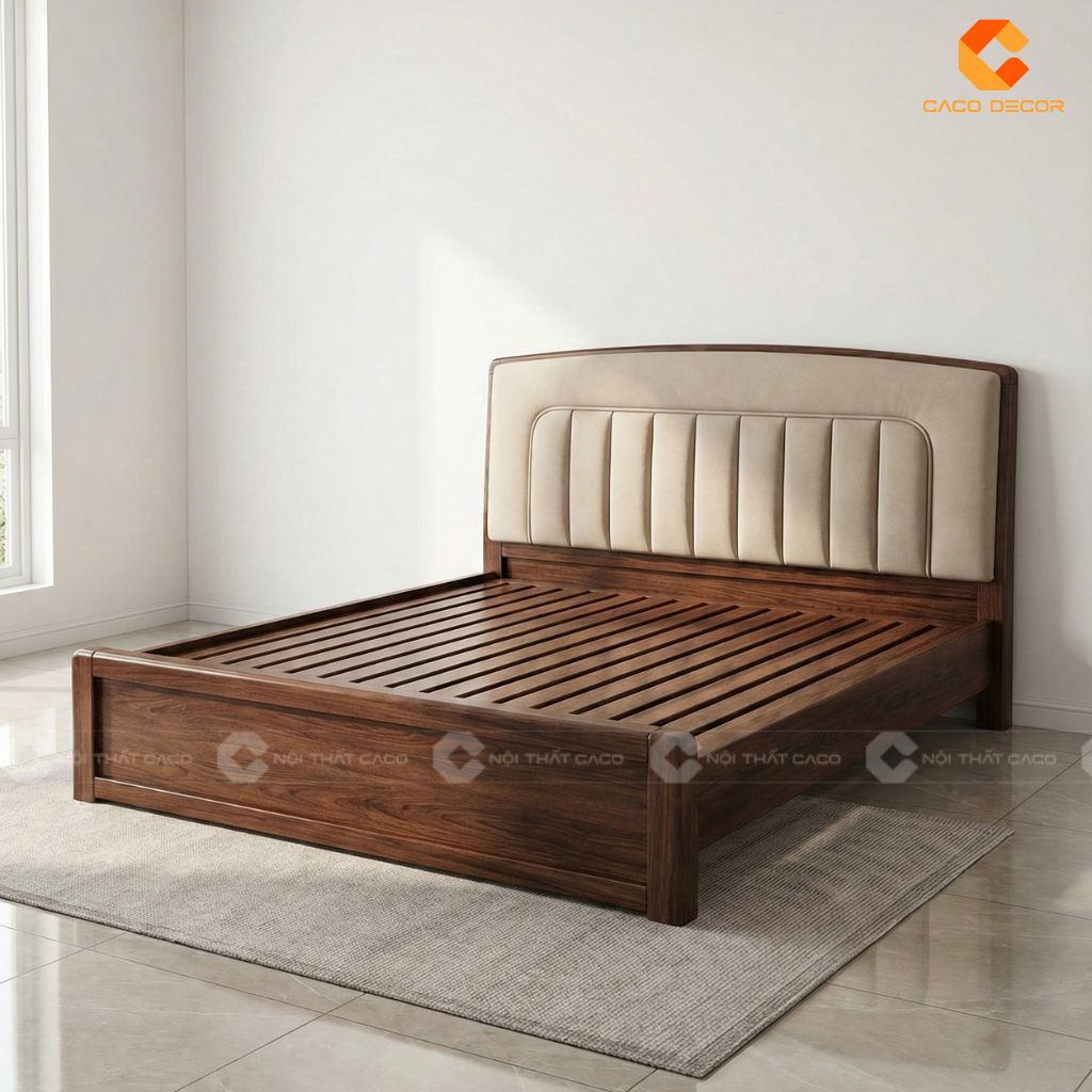 Hình ảnh 3D giường ngủ gỗ sồi 