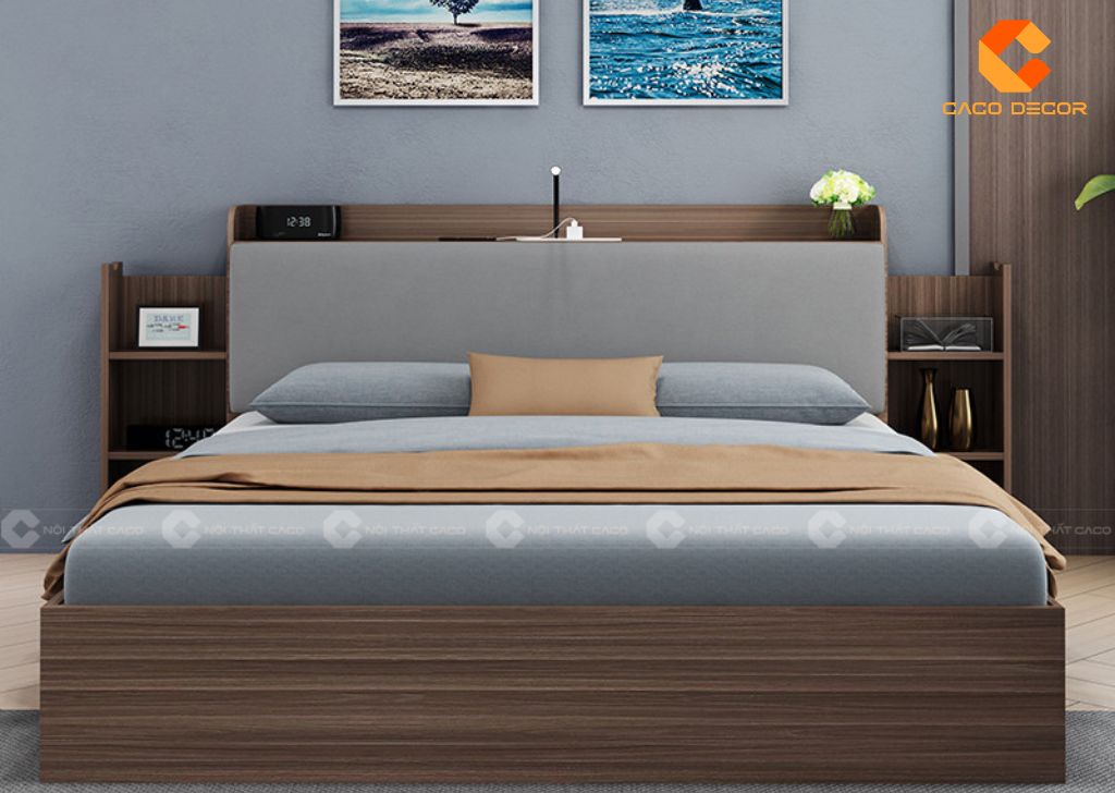 Giường Ngủ GN094 Gỗ MDF Hộc Kéo Thông Minh, Đầu Giường Bọc Nệm Sang Trọng 3