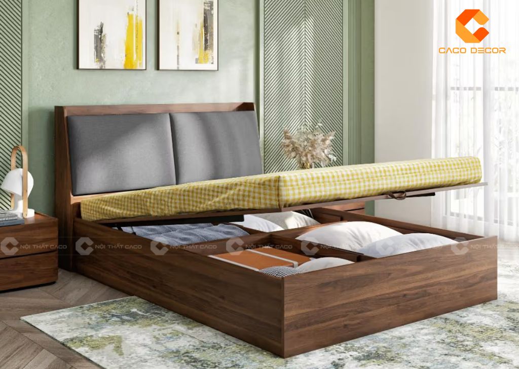 Giường ngủ gỗ công nghiệp GN095 với gam màu hiện đại