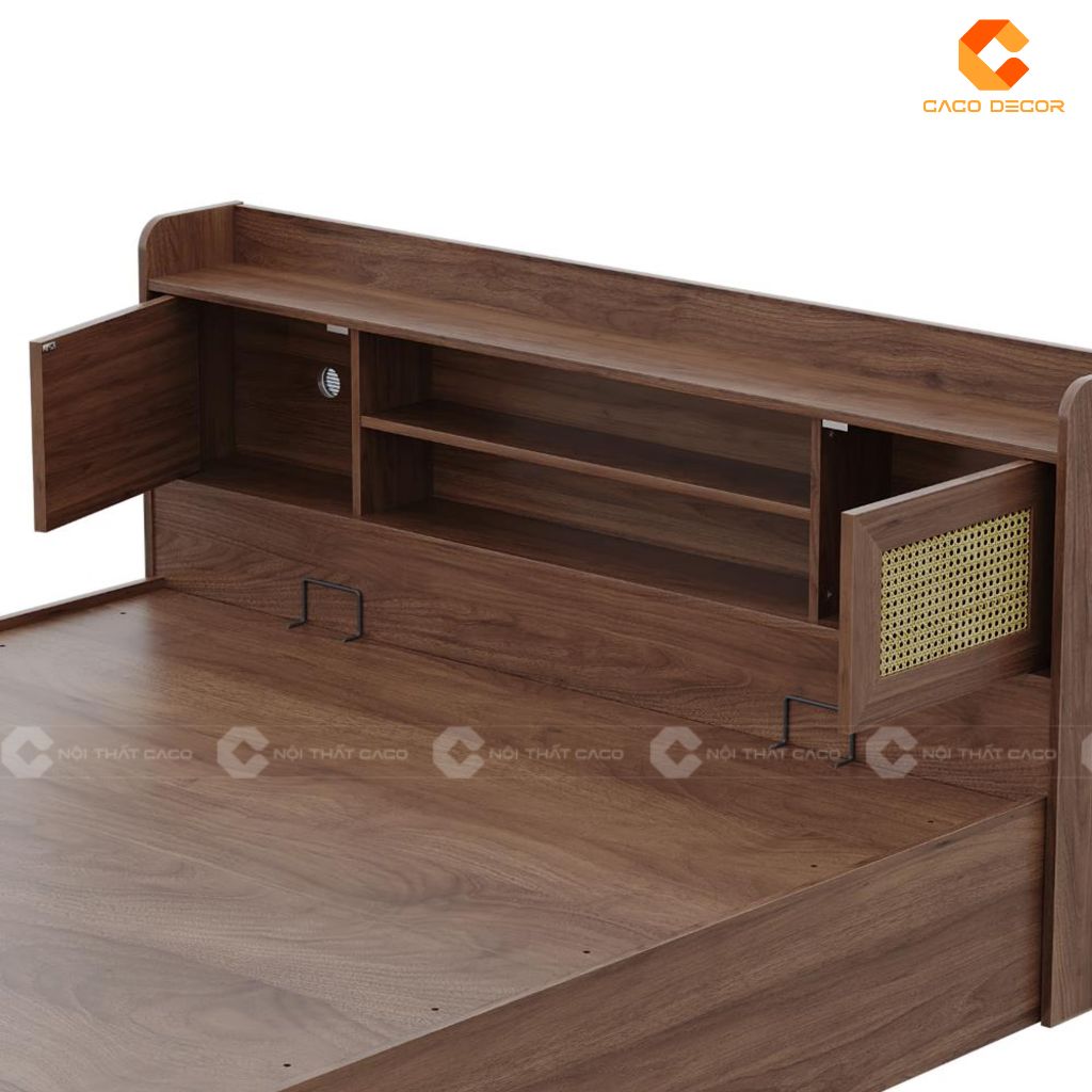 Giường ngủ gỗ công nghiệp GN098 tích hợp kệ trang trí