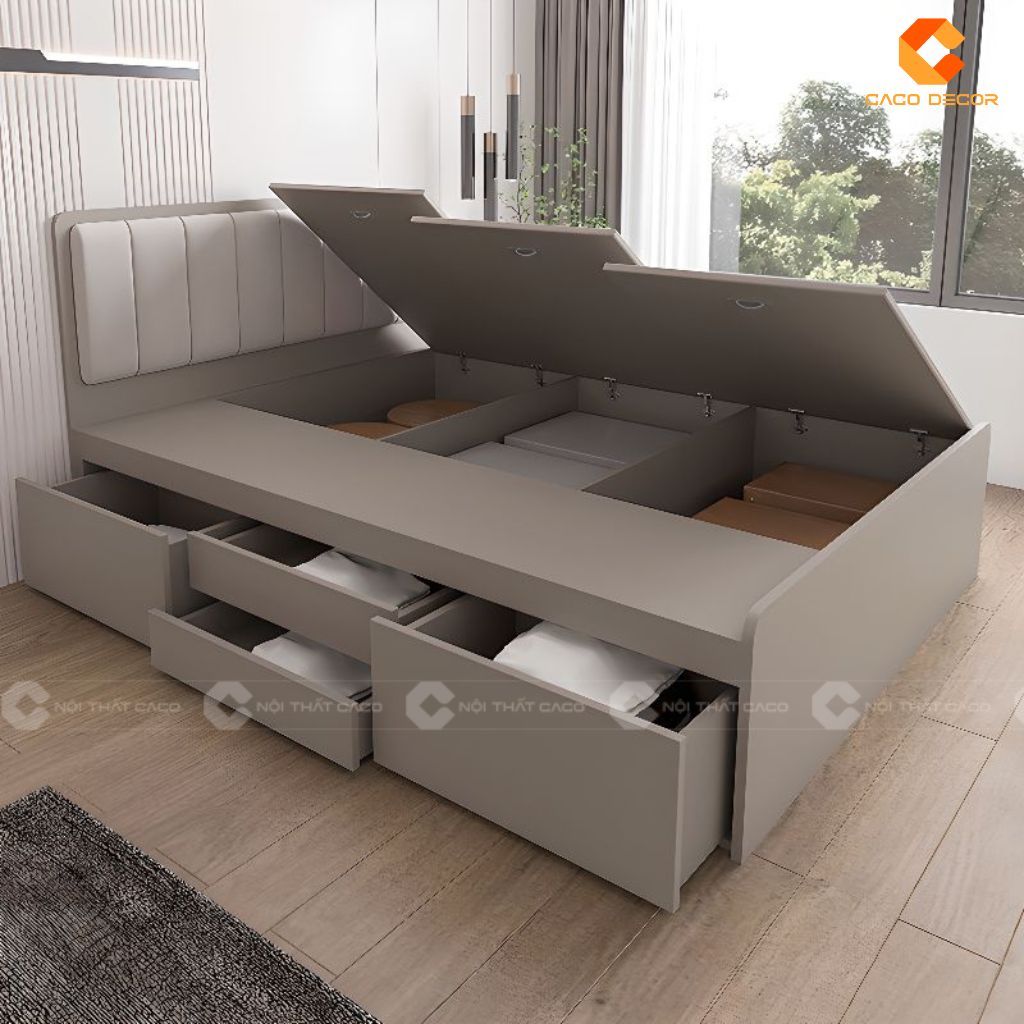 Giường Ngủ Gỗ Công Nghiệp GN106 Có Ngăn Kéo & Hộc Nâng 2