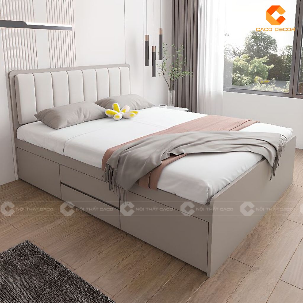 Giường Ngủ Gỗ Công Nghiệp GN106 Có Ngăn Kéo & Hộc Nâng 1
