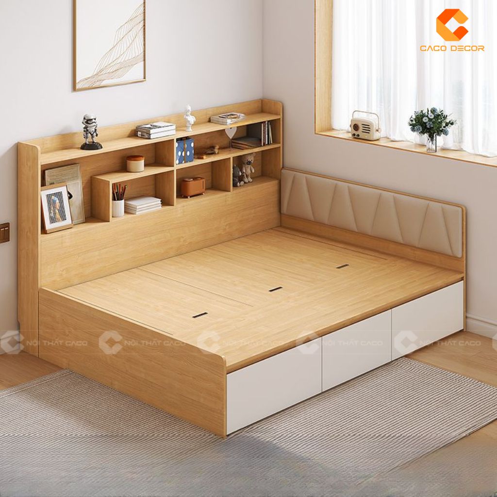 Giường Ngủ Gỗ Công Nghiệp GN108 Có Kệ Đầu Giường Tiện Lợi – Nội Thất Hiện Đại Cho Mọi Không Gian 1