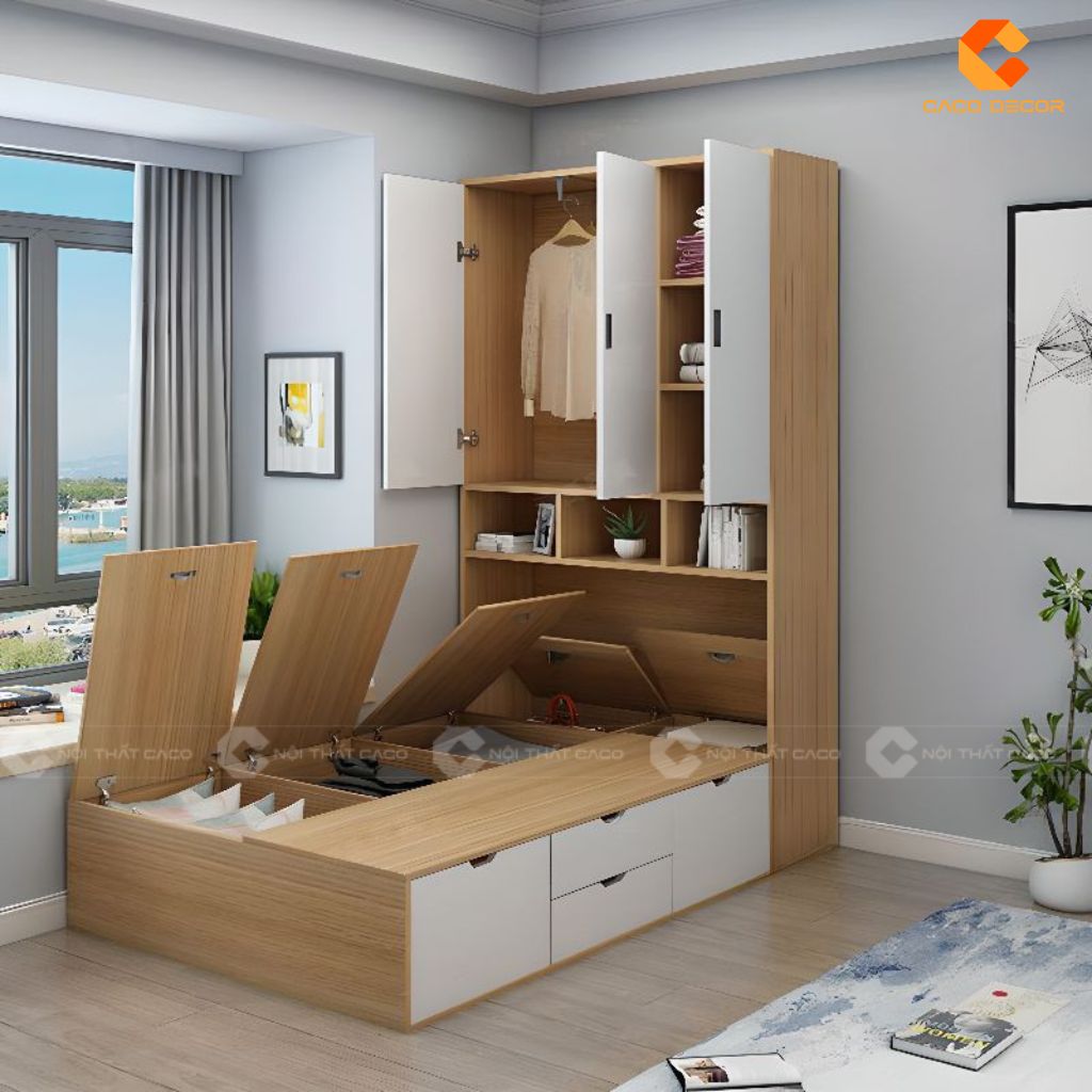 Giường Ngủ Gỗ Công Nghiệp GN110 Liền Tủ Đa Năng – Tối Ưu Không Gian, Thiết Kế Hiện Đại 3