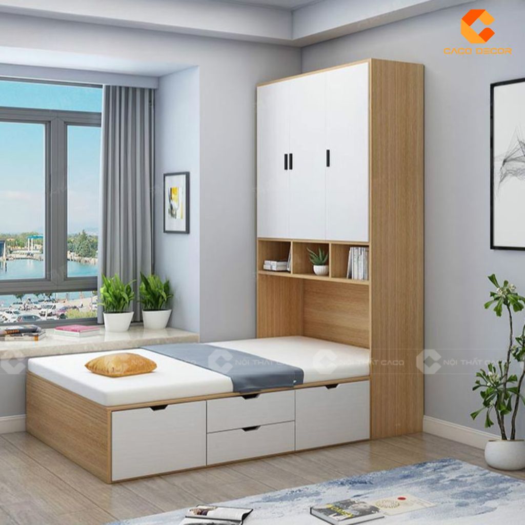 Giường Ngủ Gỗ Công Nghiệp GN110 Liền Tủ Đa Năng – Tối Ưu Không Gian, Thiết Kế Hiện Đại 1