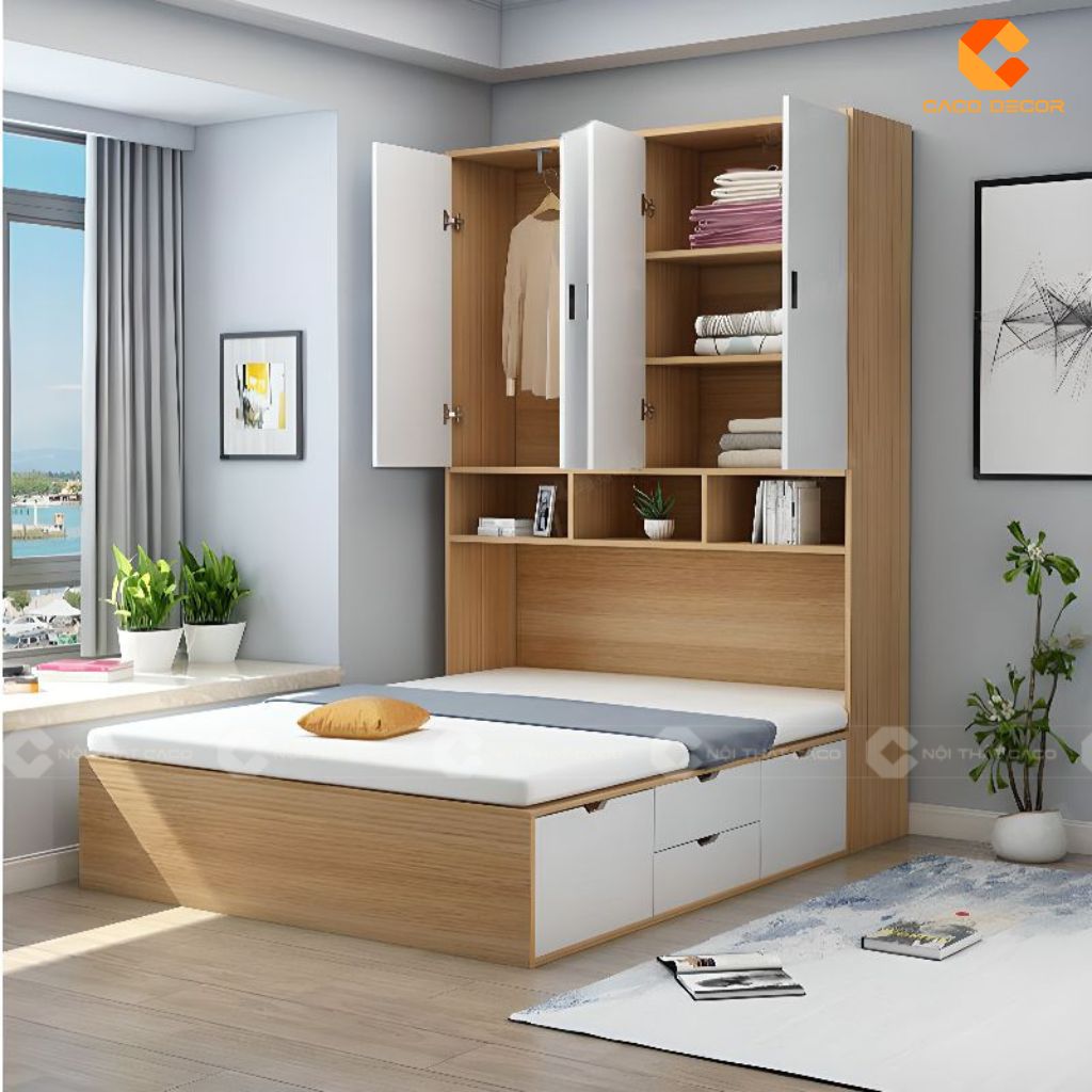 Giường Ngủ Gỗ Công Nghiệp GN110 Liền Tủ Đa Năng – Tối Ưu Không Gian, Thiết Kế Hiện Đại 2