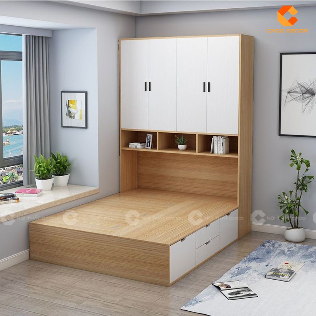 Giường Ngủ Gỗ Công Nghiệp GN110 Liền Tủ Đa Năng – Tối Ưu Không Gian, Thiết Kế Hiện Đại 4