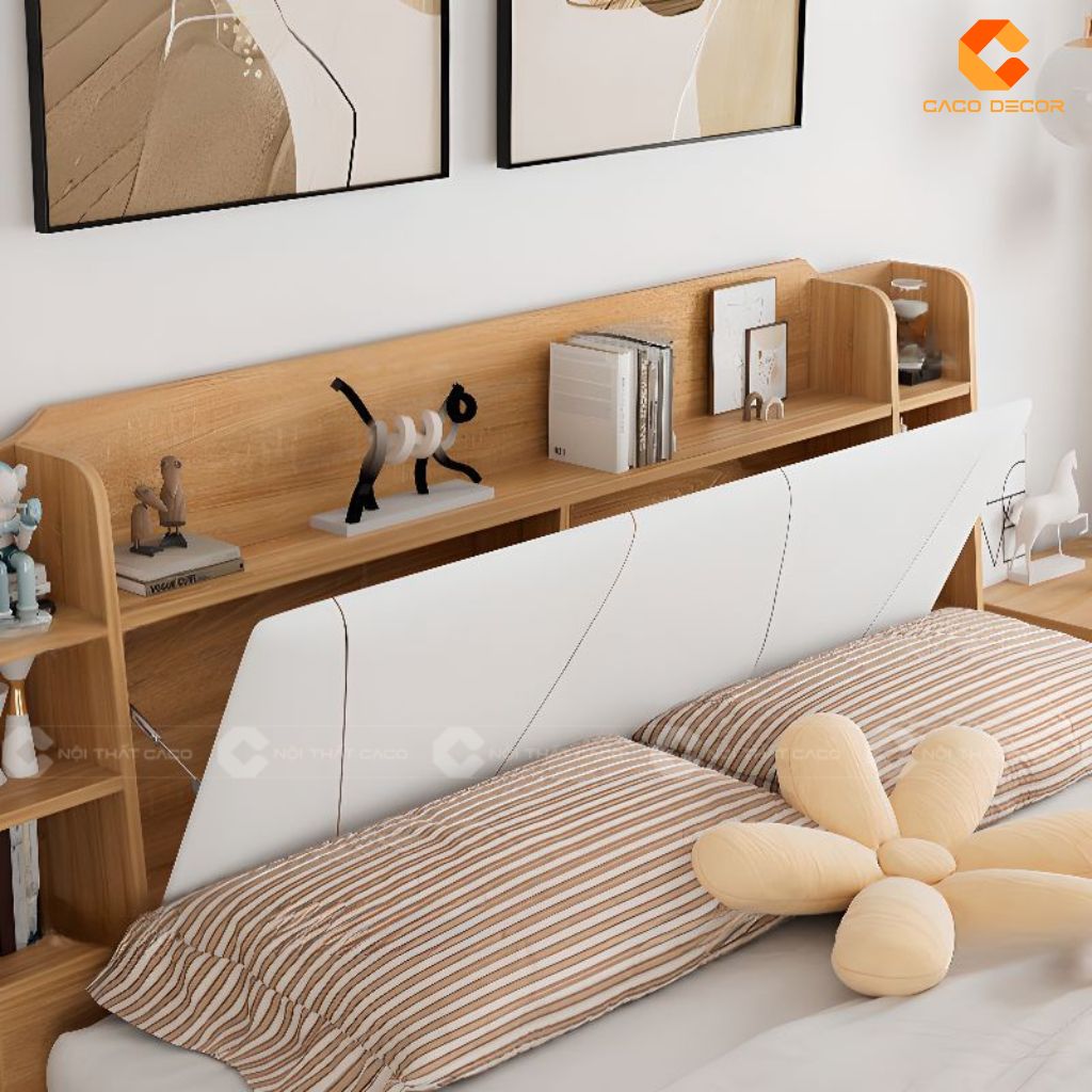 Giường Ngủ Gỗ Công Nghiệp GN111 Có Kệ Trang Trí Đầu Giường 2