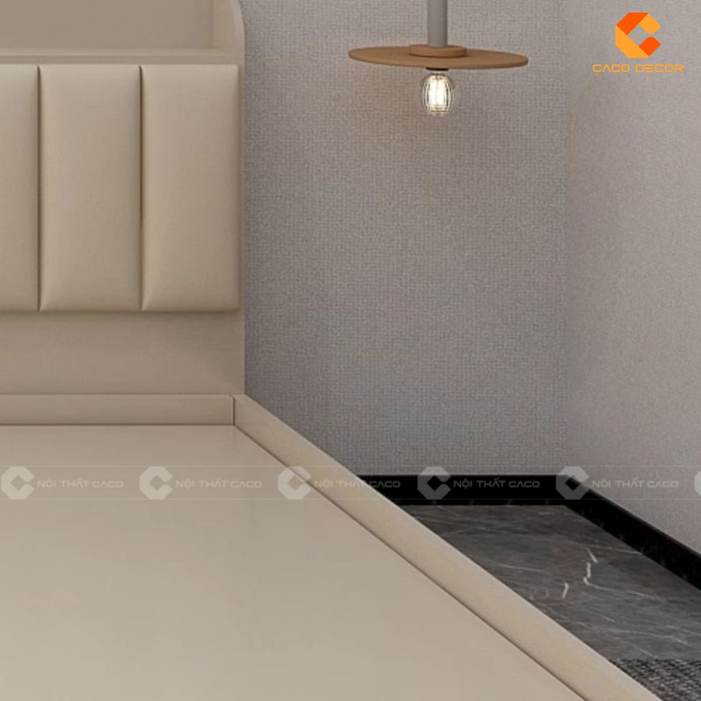 Mẫu giường gỗ công nghiệp GN112 đầu giường bọc da em ái