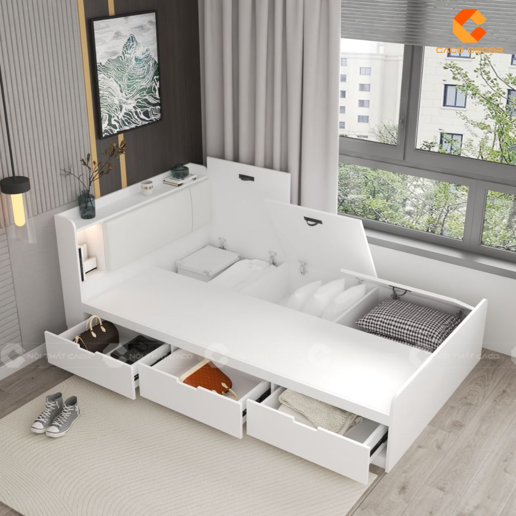 Giường Ngủ Gỗ Công Nghiệp GN114 Thông Minh 3