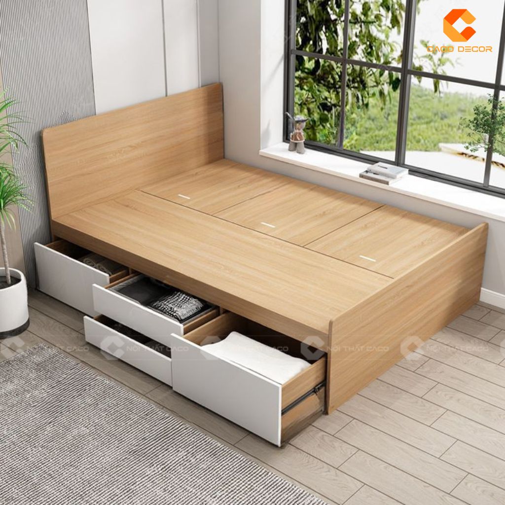 Giường ngủ gỗ công nghiệp GN116 thiết kế nhiều hộc kéo tiện lợi