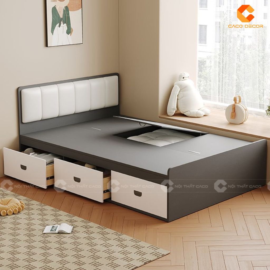 Giường ngủ gỗ công nghiệp GN117 màu xám