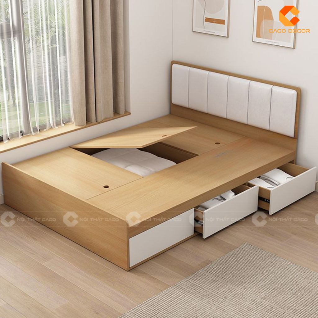Giường ngủ gỗ công nghiệp GN117 thiết kế nhiều ngăn chứa rộng rãi