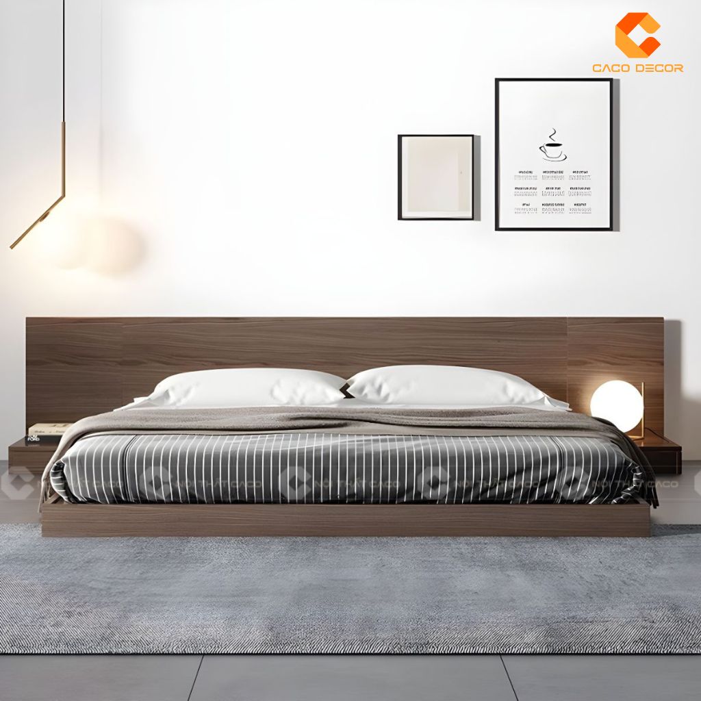 Giường ngủ gỗ công nghiệp GN118 thiết kế gầm thấp sang trọng