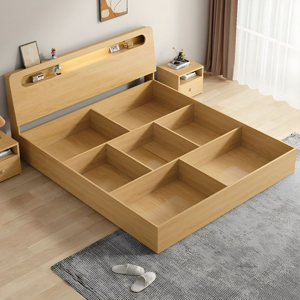 Giường Gỗ Công Nghiệp GN119 Thiết Kế Tựa Đầu Kệ Trang Trí Tiện Lợi, Hiện Đại 2