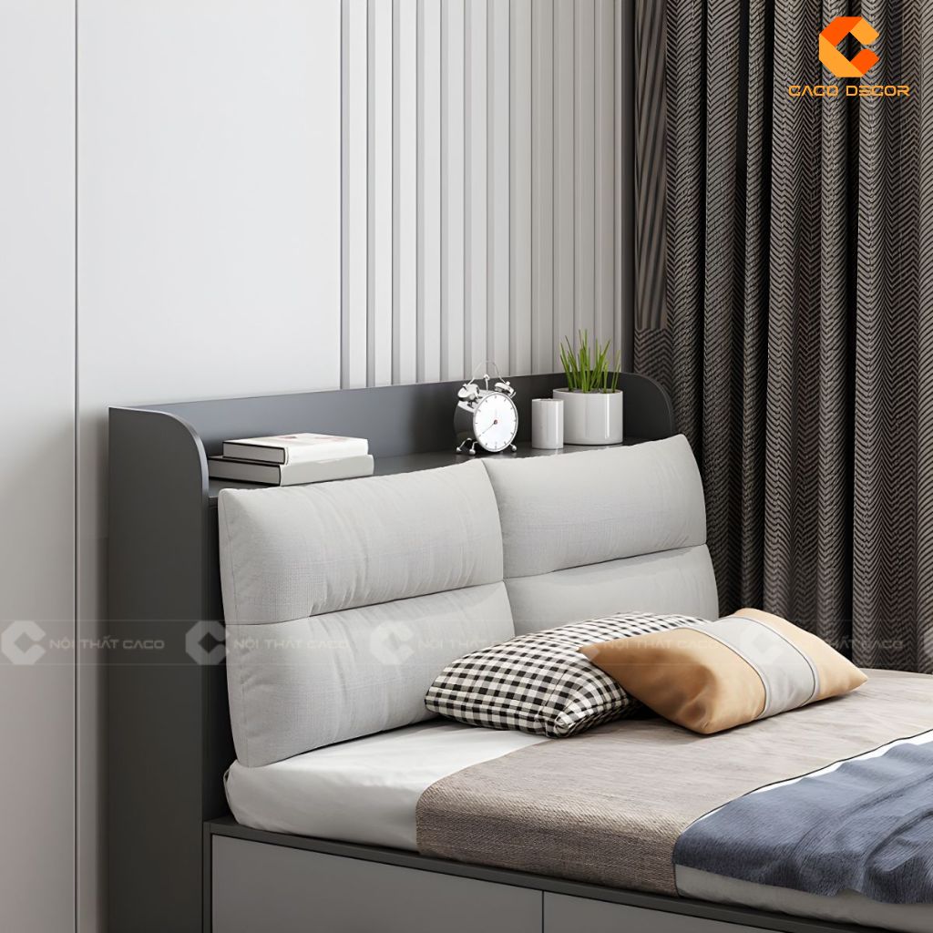 Giường ngủ gỗ công nghiệp GN123 với đầu giường bọc nệm êm ái