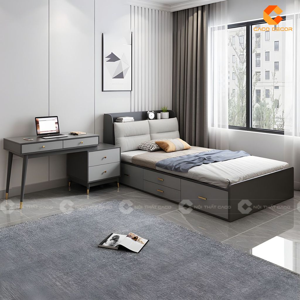 Giường Gỗ Công Nghiệp GN123 – Hiện Đại, Tiện Nghi Với Tựa Đầu Bọc Nệm Cao Cấp 7